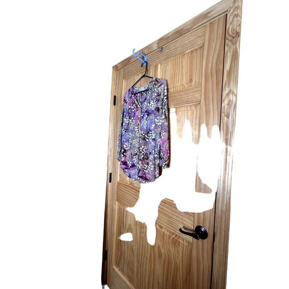 Soft Surroundings womens size small shirt button-up long sleeves purple floral - Picture 3 of 7